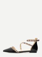 Romwe Black Pointed Out Studded Sandals