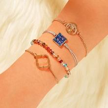 Romwe Glitter Detail Geometric Charm Bracelet 4pcs