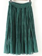 Romwe Elastic Waist Pleated Dark Green Skirt