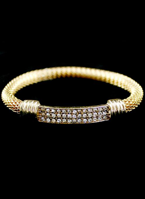 Romwe Gold Crystal Chain Bracelet