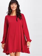 Romwe Frill Trim Swing Tee Dress