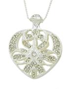 Romwe Silver Latest Design Pretty Women Rhinestone Heart Pendant Necklace
