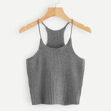 Romwe Racer Back Ribbed Knit Cami Top