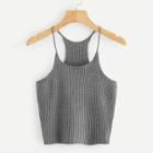 Romwe Racer Back Ribbed Knit Cami Top