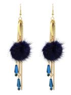 Romwe Blue Color Chain Long Hanging Earrings