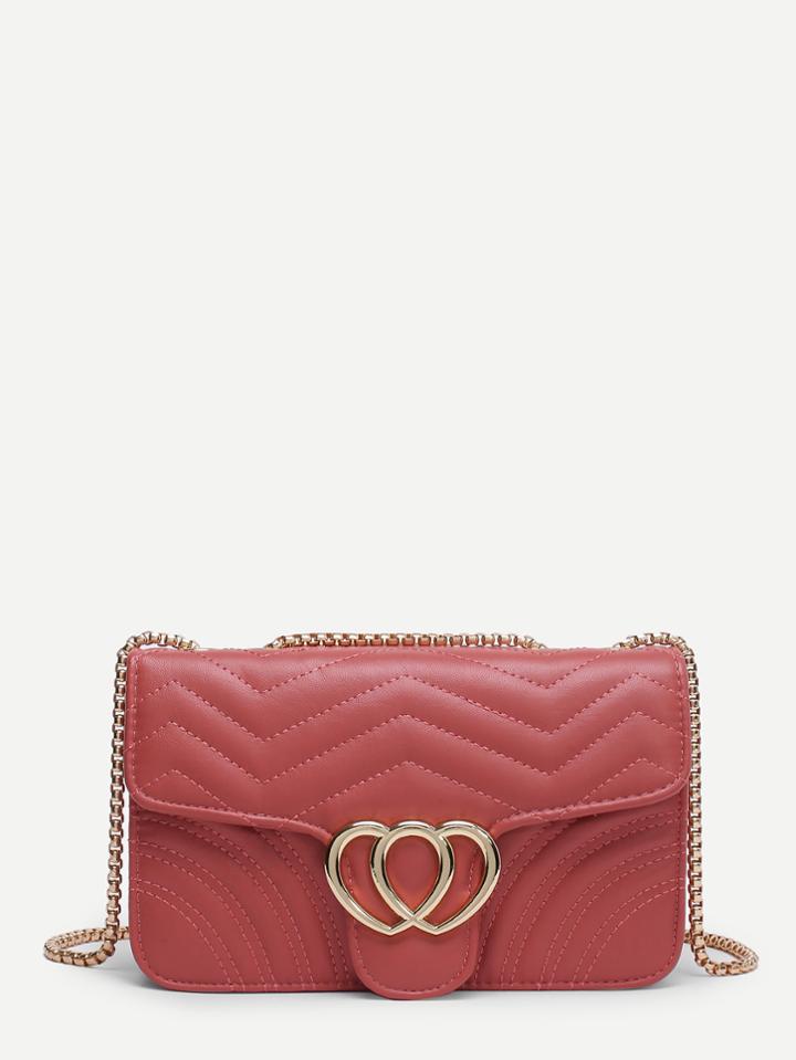 Romwe Heart Decor Chevron Chain Bags