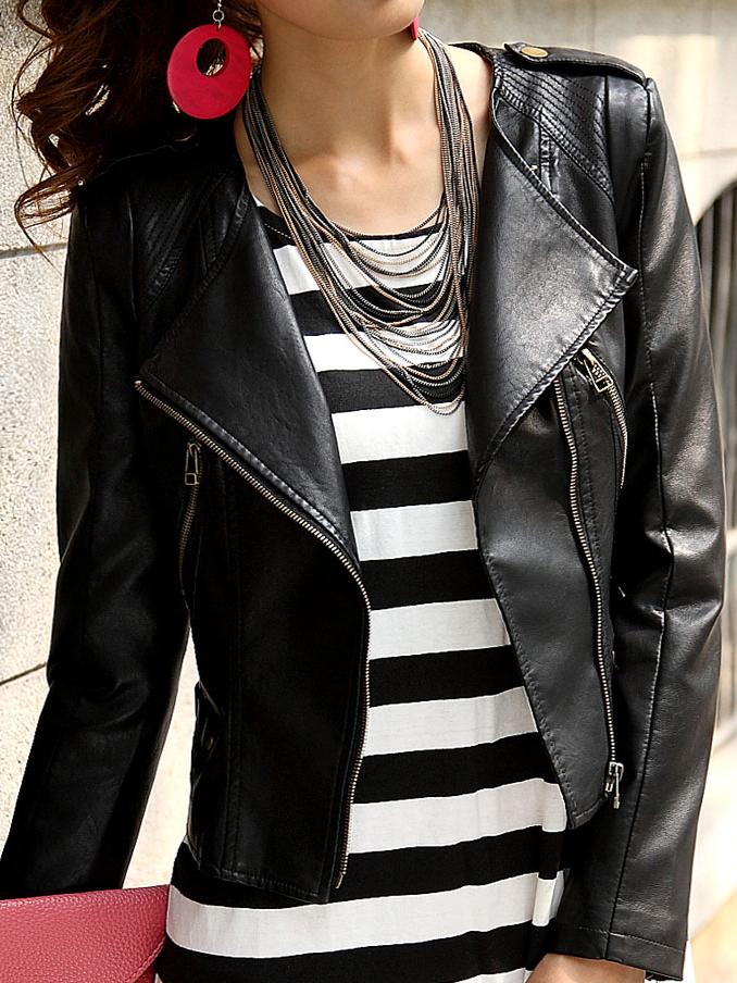 Romwe Long Sleeve Zipper Slim Jacket