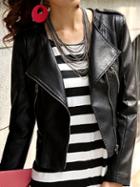 Romwe Long Sleeve Zipper Slim Jacket