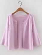 Romwe Pink Collarless Wave Cardigan Knitwear