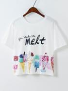 Romwe Ice Cream Print Loose T-shirt