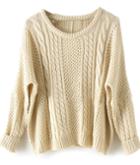 Romwe Apricot Batwing Long Sleeve Pullovers Sweater