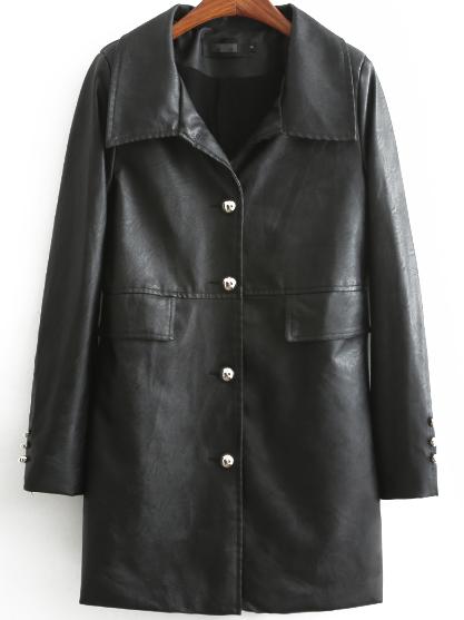 Romwe Lapel Single-breasted Pockets Coat