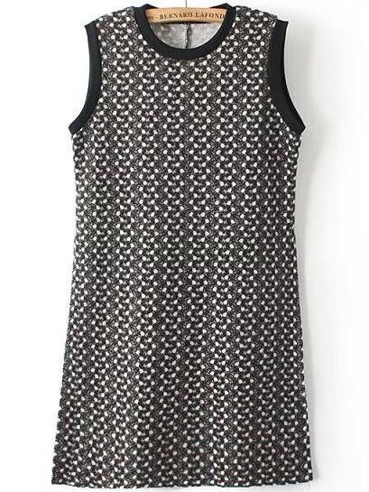 Romwe Polka Dot Slit Black Dress