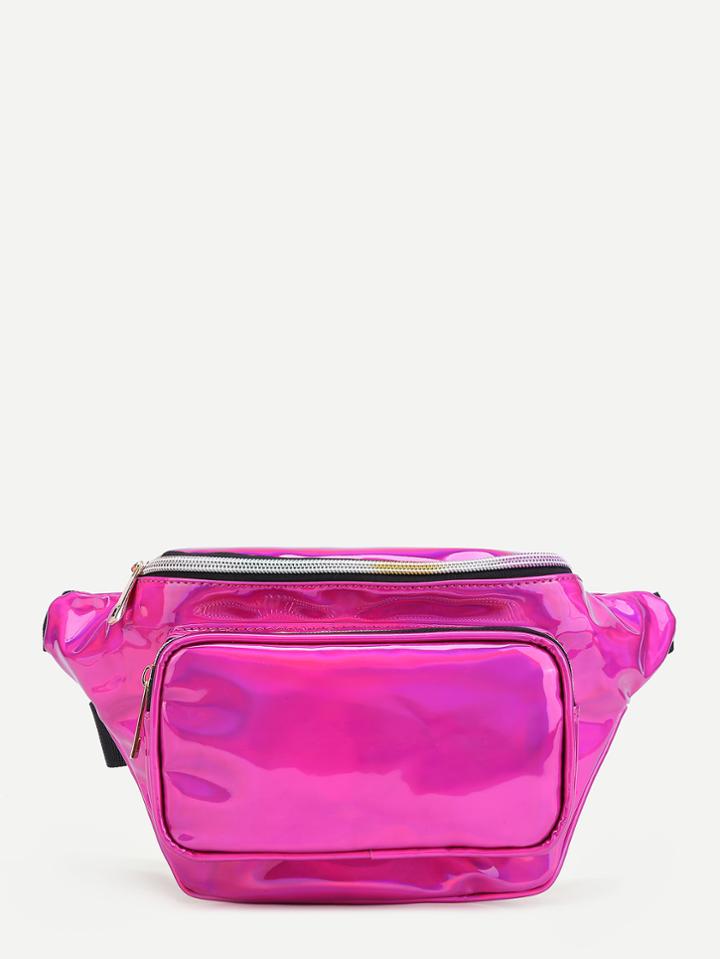 Romwe Pocket Front Pu Bum Bag