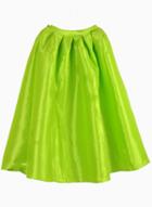 Romwe Flare Pleated Midi Neon Green Skirt