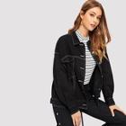 Romwe Single-breasted Contrast Stitching Denim Jacket