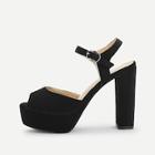 Romwe Peep Toe Slingback Chunky Heels