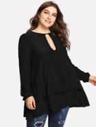 Romwe Cut Out Neck Tiered Top