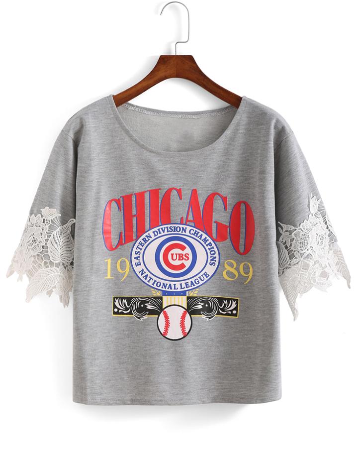 Romwe Contrast Lac Letter Print T-shirt