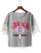 Romwe Contrast Lac Letter Print T-shirt