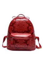 Romwe Flower Embossed Backpack - Red