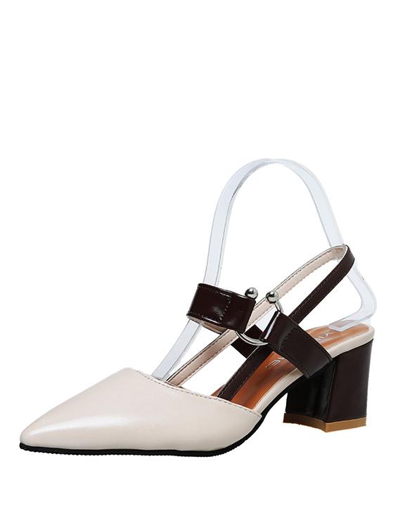Romwe Block Heeled Slingback Pointed Toe Sandals