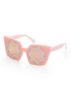 Romwe Pink Frame Star Lens Sunglasses