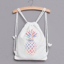Romwe Pineapple Print Canvas Backpack