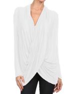 Romwe V Neck Wrap White T-shirt