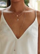Romwe Sequin Pendant Design Chain Necklace Set