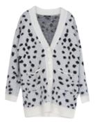 Romwe Speckled Print Pockets Buttons White Coat