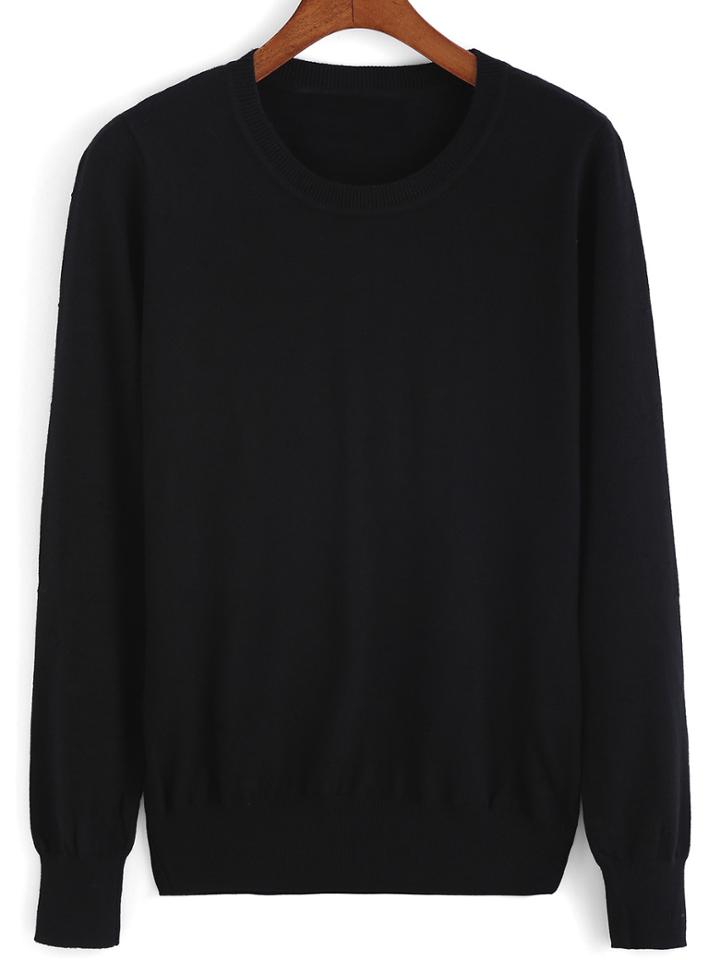 Romwe Long Sleeve Knit Black Sweater
