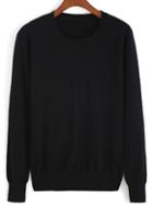 Romwe Long Sleeve Knit Black Sweater
