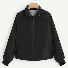 Romwe Cut And Sew Letter Print Back Jacket