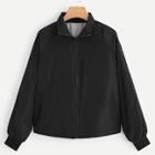 Romwe Cut And Sew Letter Print Back Jacket