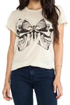 Romwe Romwe Asymmetric Skeleton Butterfly Print T-shirt