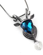Romwe Blue Gemstone Silver Sheep Necklace