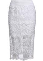 Romwe Floral Crochet Embroidered Lace Skirt