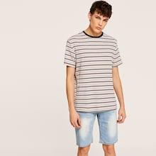 Romwe Guys Striped Round Neck Ringer Tee
