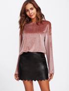 Romwe Drape Back Velvet Top