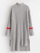 Romwe Rib-knit Asymmetrical Sweater Dress
