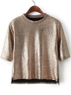 Romwe Copper Half Sleeve Snakeskin T-shirt