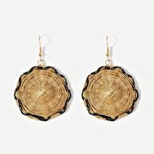 Romwe Straw Hat Design Drop Earrings