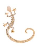 Romwe Diamond Gold Gecko Stud Earrings