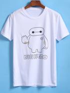 Romwe Super Marines White Cartoon Print T-shirt