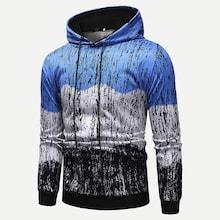Romwe Guys Color Block Drawstring Hoodie