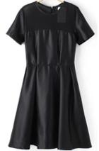 Romwe Short Sleeve With Zipper Black Pleated Dress