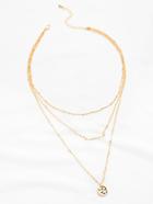 Romwe Sequin And Bar Design Pendant Layered Necklace