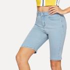 Romwe Contrast Stitch Skinny Denim Shorts