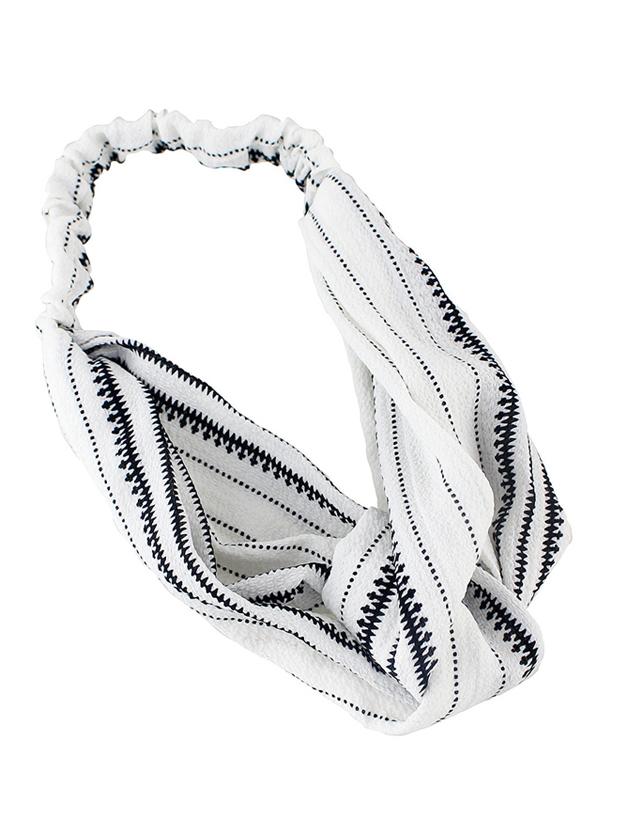 Romwe White Stripes Elastic Headband For Women